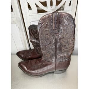 Lucchese Men’s Exotic Cowboy Boots Size 11.5 E Wide Teju Lizard and Goat Brown